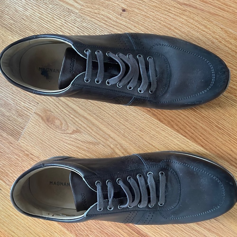 Men's Gray Magnanni Leather Dress Sneakers